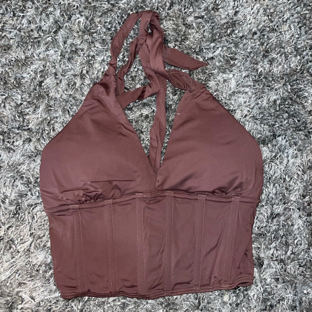 brown corset halter top